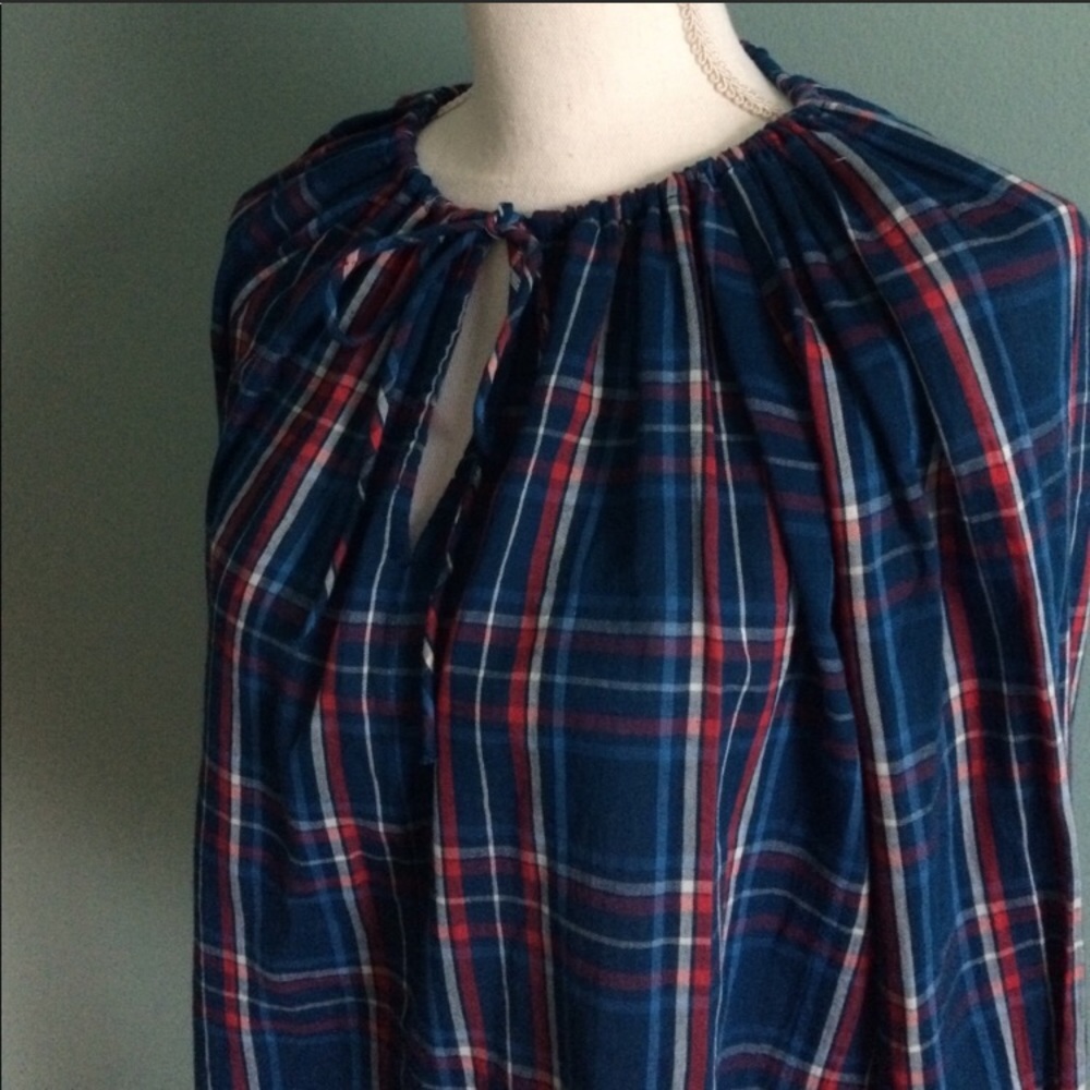 Gap Blue and Red Plaid Top